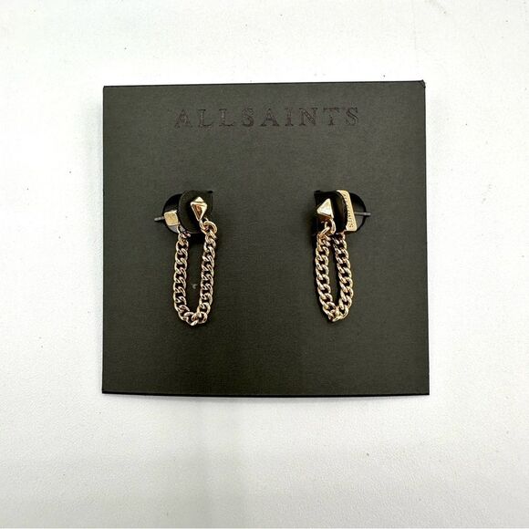 ~All Saints Pyramid Stud Chain Earrings NWT - Picture 2 of 5
